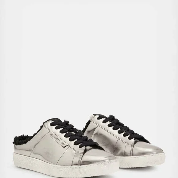 ALLSAINTS Women's Sheer Metallic Sneaker Mules missing lid - Picture 3 of 9